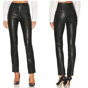 MOTHER Black Faux Leather Straight Leg Pants 32